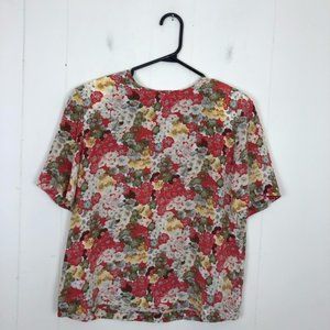 VintageSilkFloralBlouseSzM